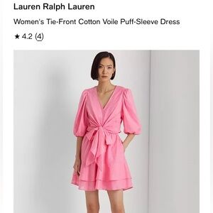 Ralph Lauren Black Label Pink Puff Sleeve Tiered Dress